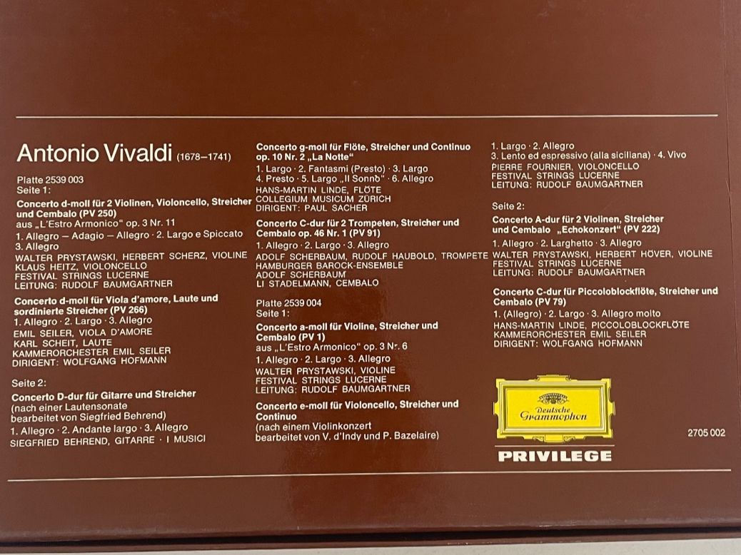 Schallplatten: BOX Antonio Vivaldi Konzerte - Deutsche Grammophon Privilege – Gebraucht aus Minusio von Pink222 2