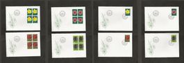 FDC Liechtenstein Viererblock + Einzel Serie Blumen 1972