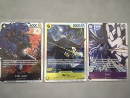 3 One Piece Karten Rob Lucci Shiryu Enel sehr guter Zustand