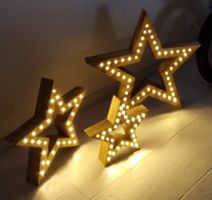 Weihnachtsdeko Holzsterne mit LED 3 Stk