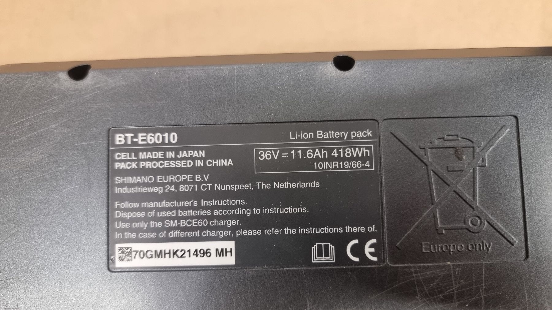 Batterie: Akku Shimano BT-E6010 11.6Ah 418wh – Difettoso da Zürich venduto da Velo-Elsener