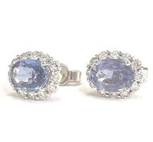 Juwelen-Ohrstecker: 2 blaue Saphire und Diamanten, 2250.-