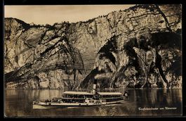 AK Teufelsmünster am Urnersee, Dampfer auf dem See