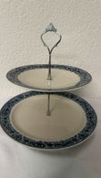 Etagere, 2-stufig, blau-weiss, Vintage Look