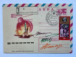 Weltraum Sojus T-3 Startbeleg 27.11.80 mit 3 OU gesamte Crew