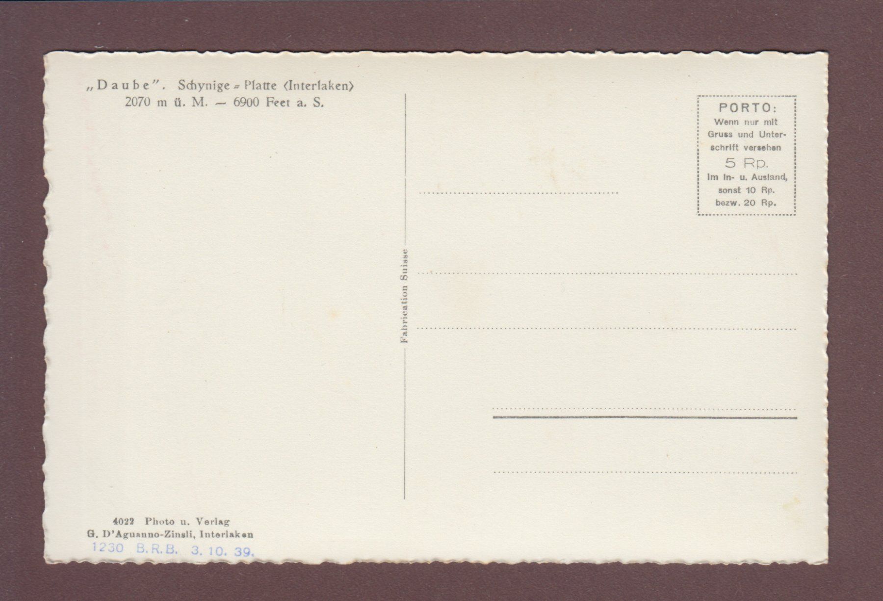 Cartoline postali: Schynige Platte - DAUBE - Leute – Usato da Pully venduto da nicecards 1