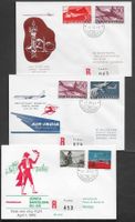 1960/62 FL drei Briefe SR Flug ab Vaduz verschieden ab 1.-