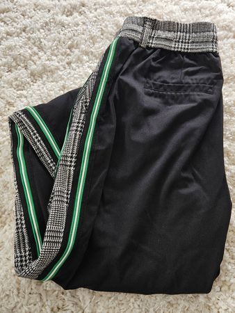 Elegante Business-Hose, grau kariert/schwarz Gr. 34