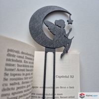 Moon Fairy Bookmark 3D Printed Black Fantasy Bookmark