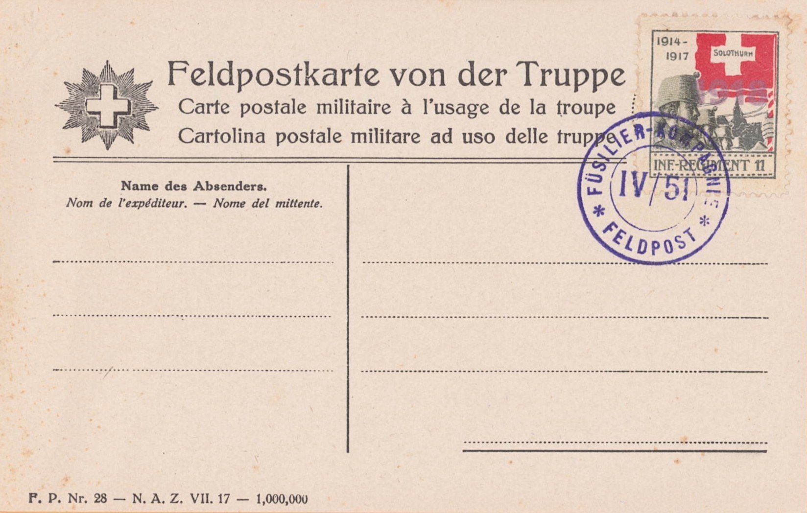 Tutti i francobolli: Feldpost mit ...... 1918 Violett – Usato da Bazenheid venduto da Sunneschy07