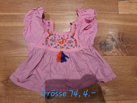 Sommer Tunika Gr. 74, Rosa mit Stickerei