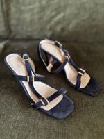 Elegante Wildleder Sandalen, schwarz, Gr. 37