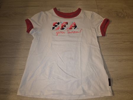 T-Shirt WE Grösse 134/140 weiss/rot mit Aufdruck SEA