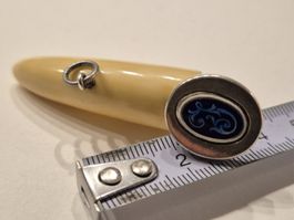 Anhänger Silber Zahn Antik Rarität Emaille Vintage Behälter