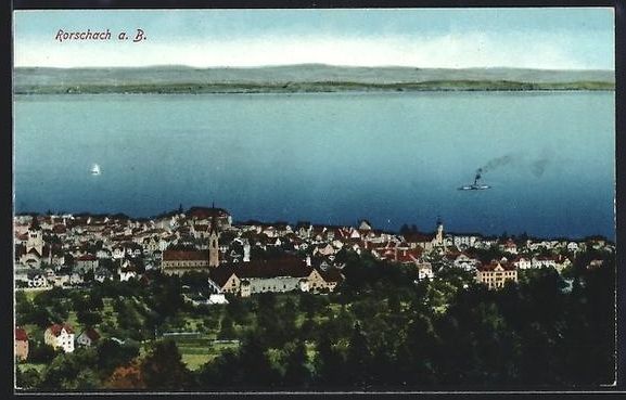 Cartoline postali: Rorschach a. B., Teilansicht mit Kirche – Usato da Berlin venduto da bartko-reher
