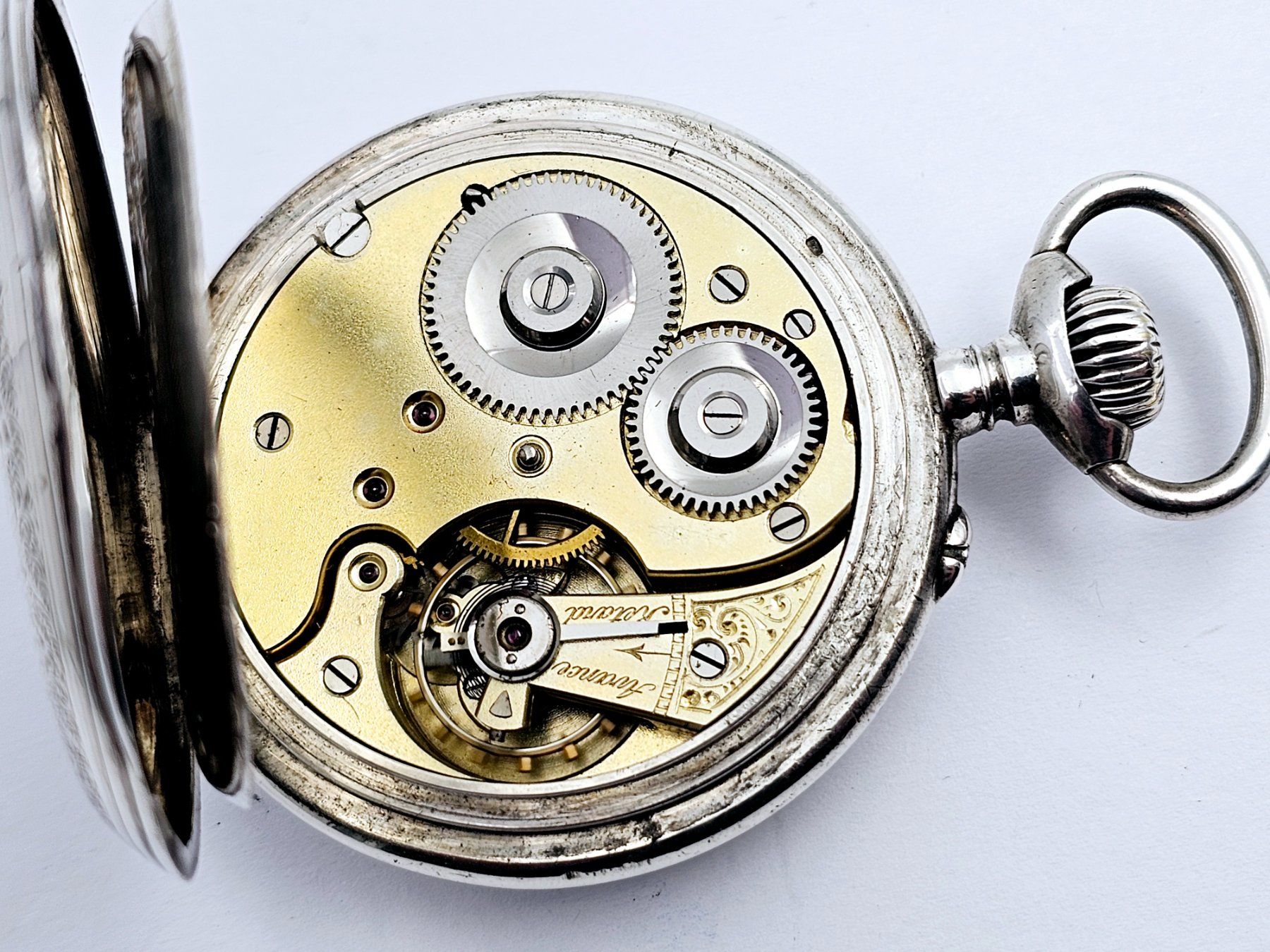 Uhren: Antike Taschenuhr mit Motiv 800 Silber – Gebraucht aus Bassersdorf von AnkerWatch 4