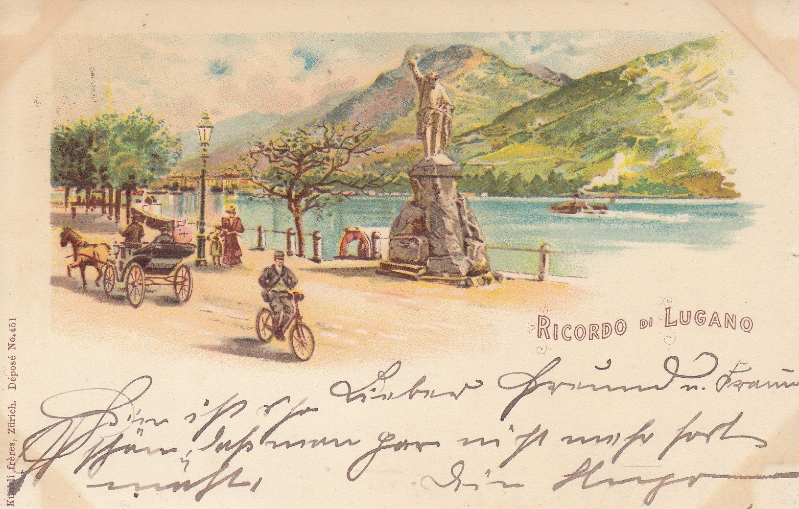 Cartoline postali: Lugano   TI    -    LITHO     ca.1900 – Usato da Brig venduto da Valcards54