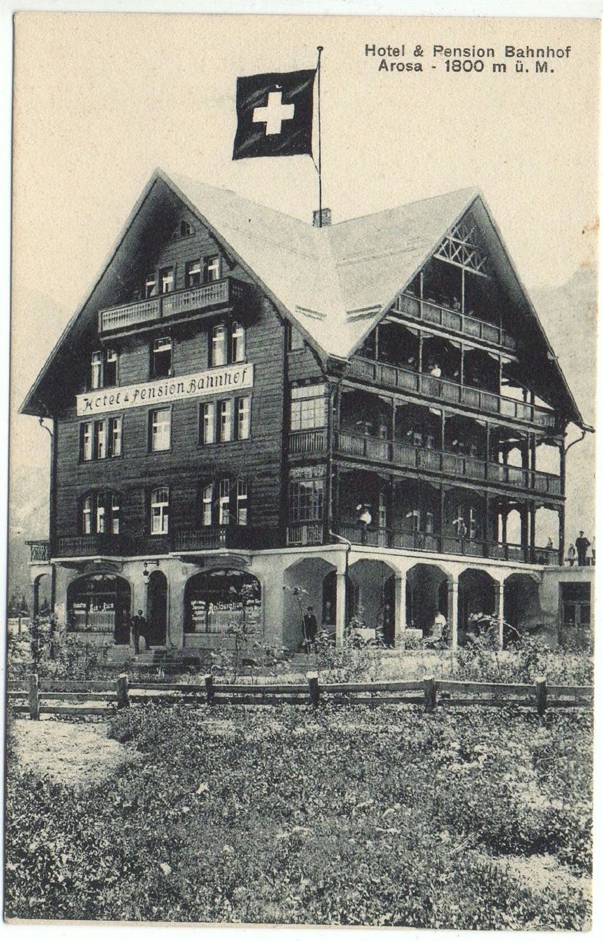 Cartoline postali: AROSA Hotel & Pension Bahnhof – Usato da Jona venduto da philajona