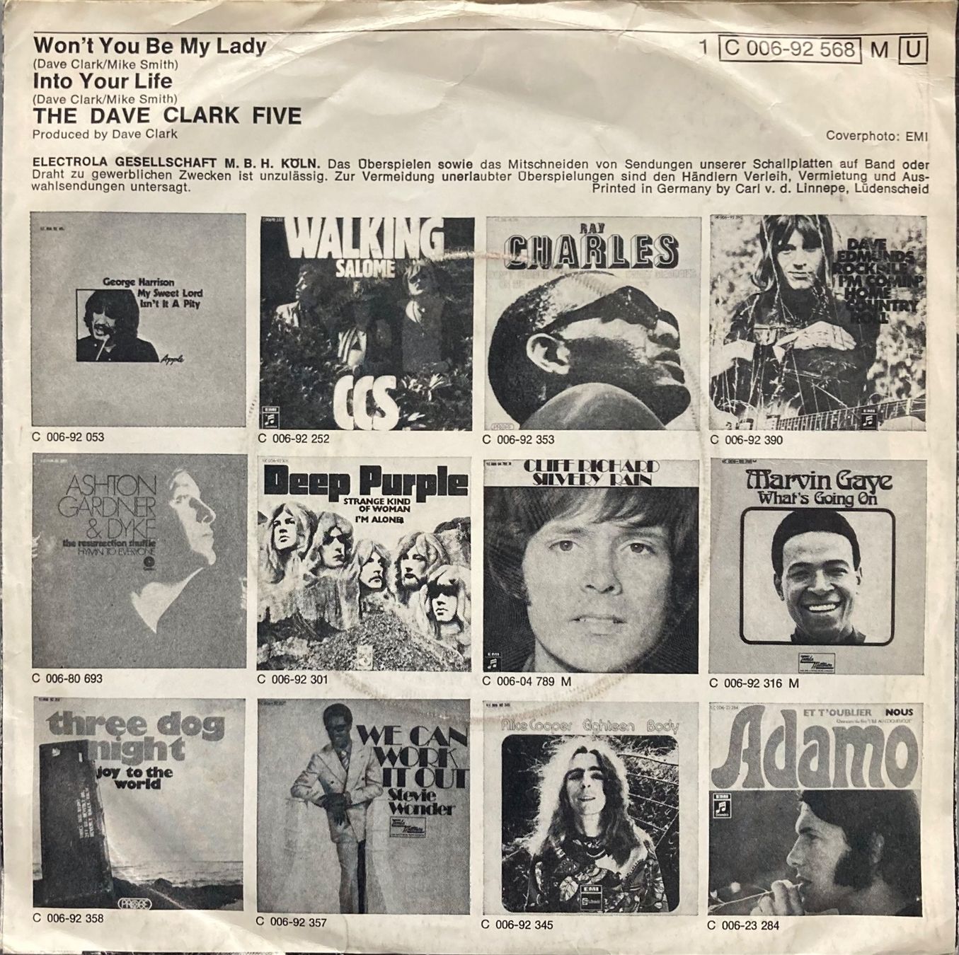 Schallplatten: THE DAVE CLARK FIVE - WON'T YOU BE MY LADY – Gebraucht aus Poliez-Pittet von Newtown-Records 1