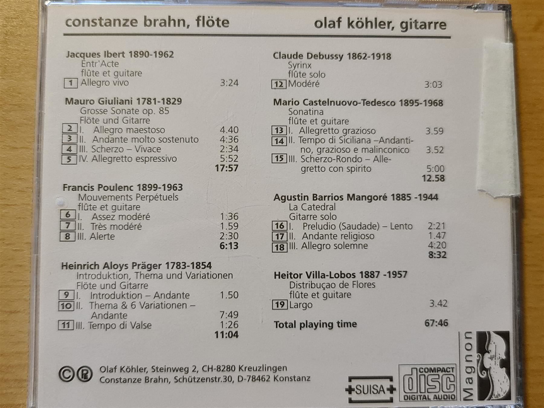 CD: Constanze Brahn Olaf Köhler – Usato da Dintikon venduto da Vexi 1