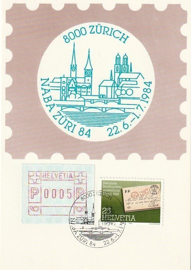 Tutti i francobolli: NABA Zürich 1984, Karte – Usato da Aarburg venduto da Aare10