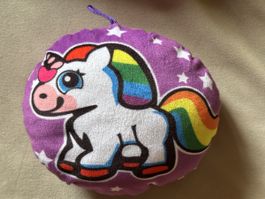 Einhorn Kissen, lila, circa 18x16 cm