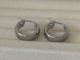 Luxus Elegante Creolen Edelstahl Ohrstecker Farbe Silber