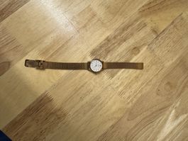 Cluse Damenuhr, gold Mesh-Armband weisses Zifferblatt 