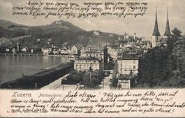 Alte Ansichtskarte von Luzern, Nationalquai, 1906