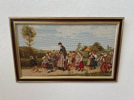 Vintage Gobelin-Bild Der Schulspaziergang nach Albert Anker