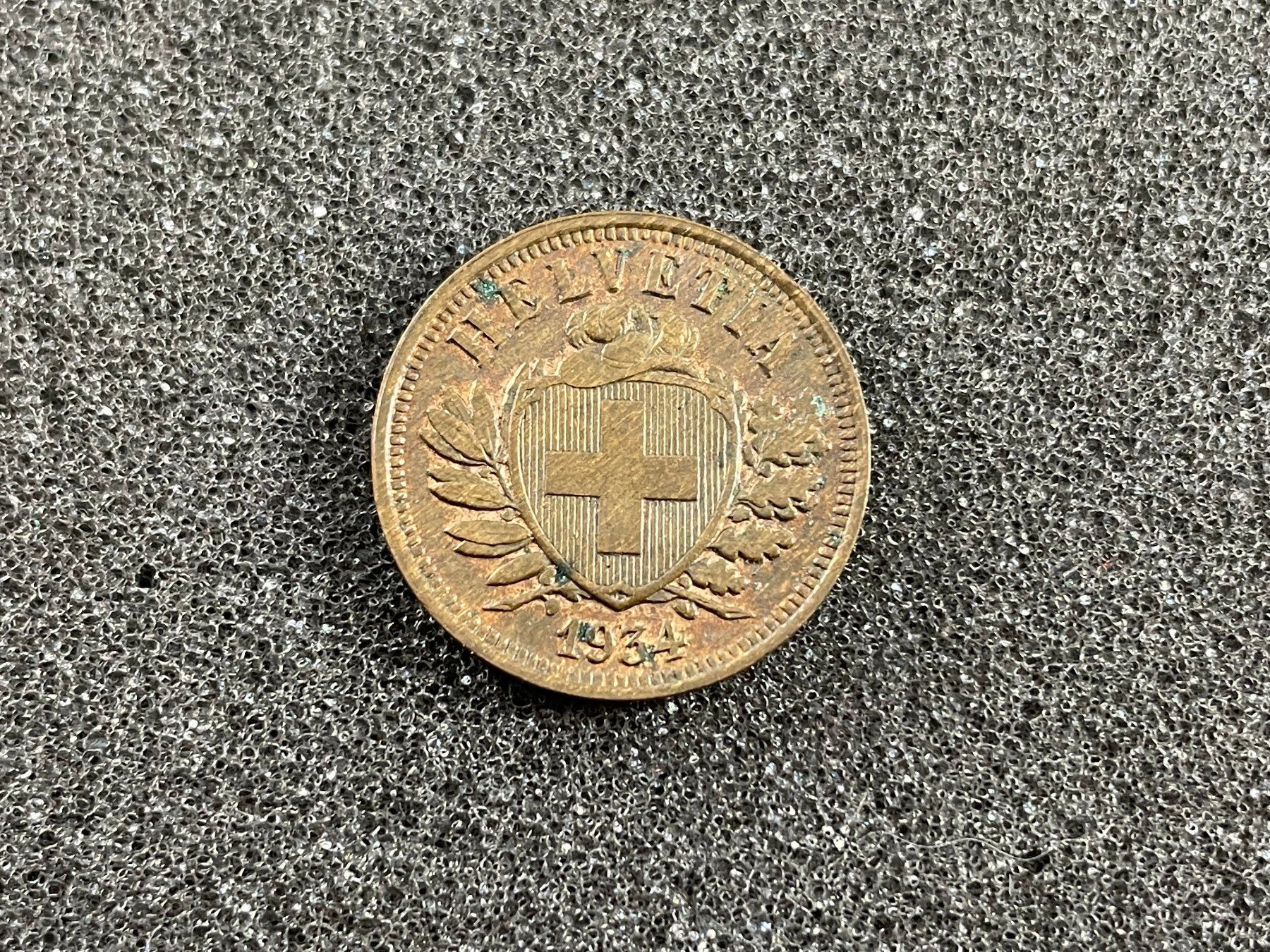 Tutti le monete: 2 Rappen 1934 (315) – Usato da Reitnau venduto da tb-muenzen 1