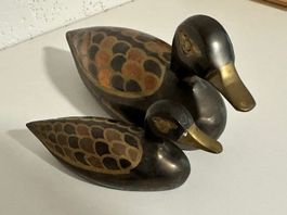 Vintage Messing Enten Set (2 Stk.) – Wunderschöne Deko-Enten