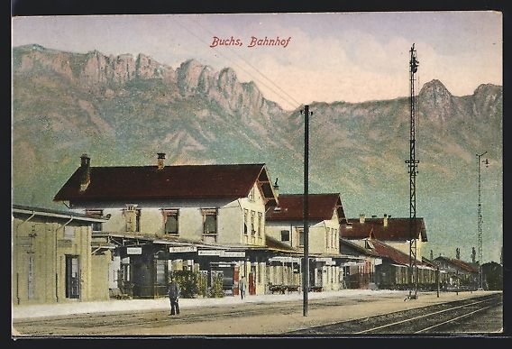Cartoline postali: Buchs, Bahnhof von der Gleisseite gegen  – Usato da Berlin venduto da bartko-reher