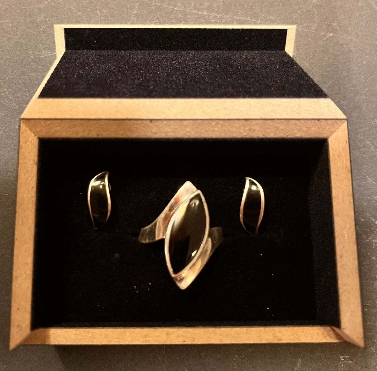 Ringe: Silber Ring + Ohrringe mit schwarzem Stein, Schmuck,Geschenk – Gebraucht aus Breitenbach von Alice_xy