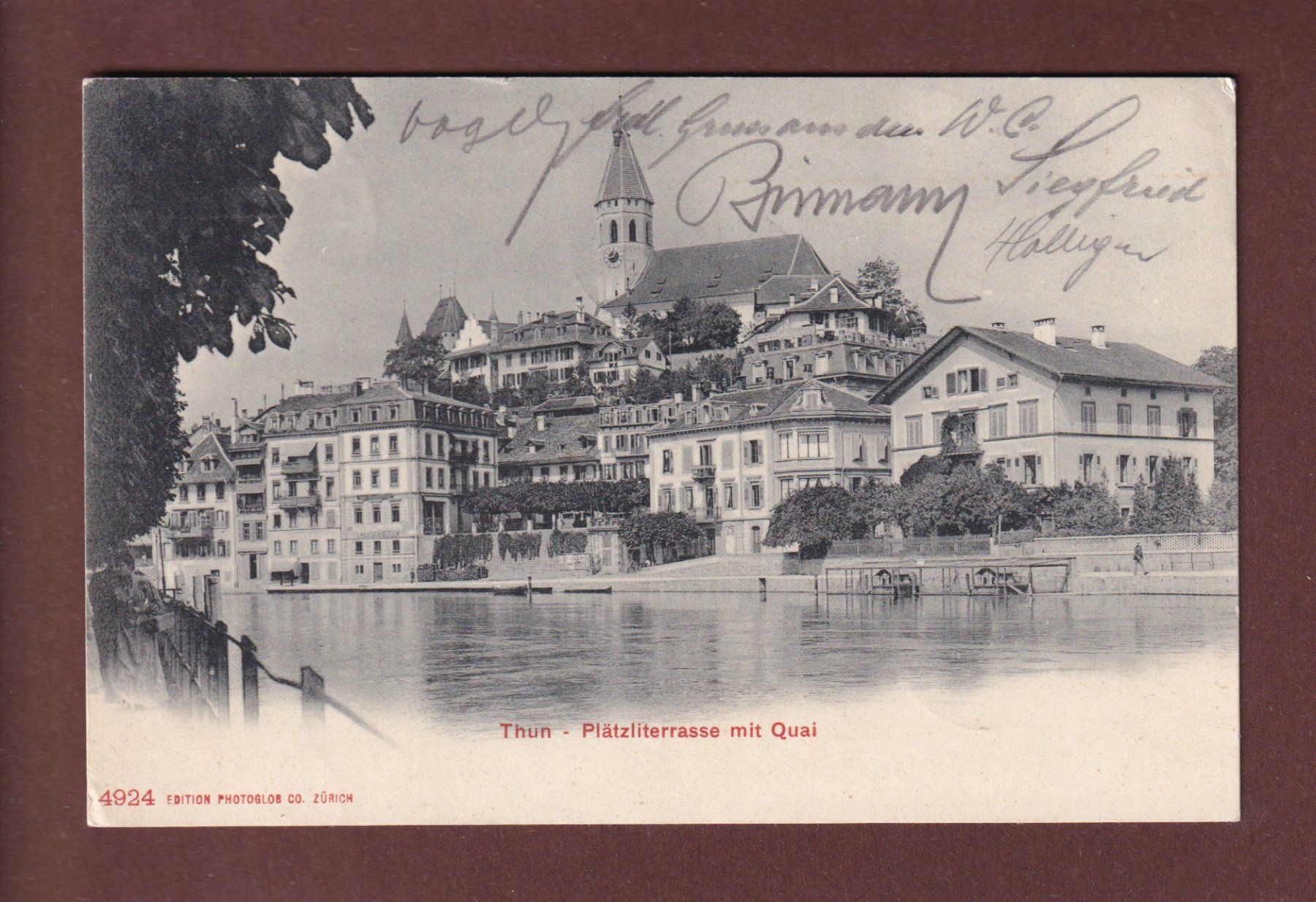 Cartoline postali: THUN - Plätzliterrasse - Quai - 1905 – Usato da Pully venduto da nicecards