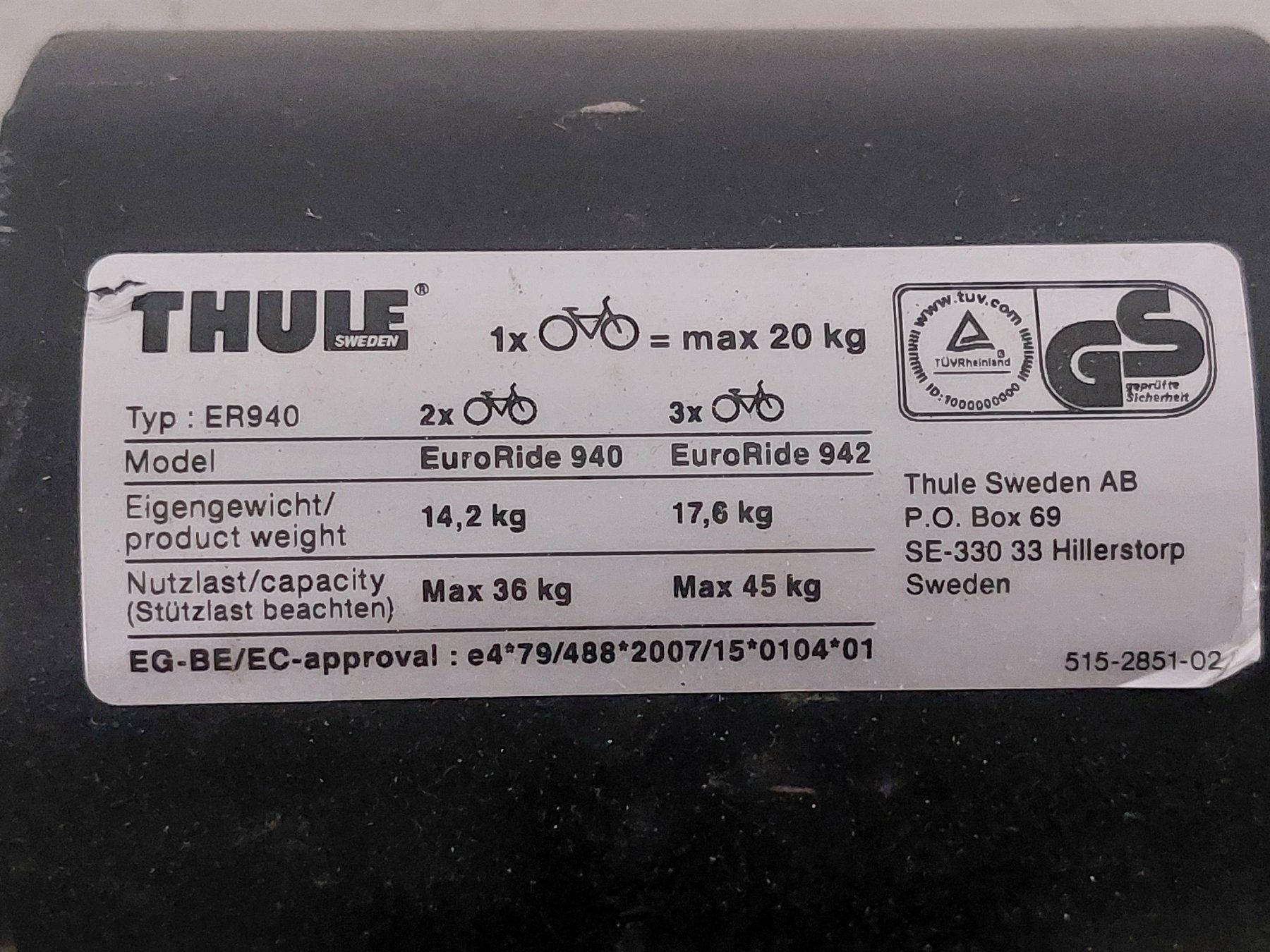 Thule Fahrradhalterungen: Fahrradträger Thule EuroRide 940 – Gebraucht aus Basel von al4051 3