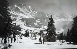 WENGEN mit Jungfrau und Breithorn - Wintersport - Skifahrer
