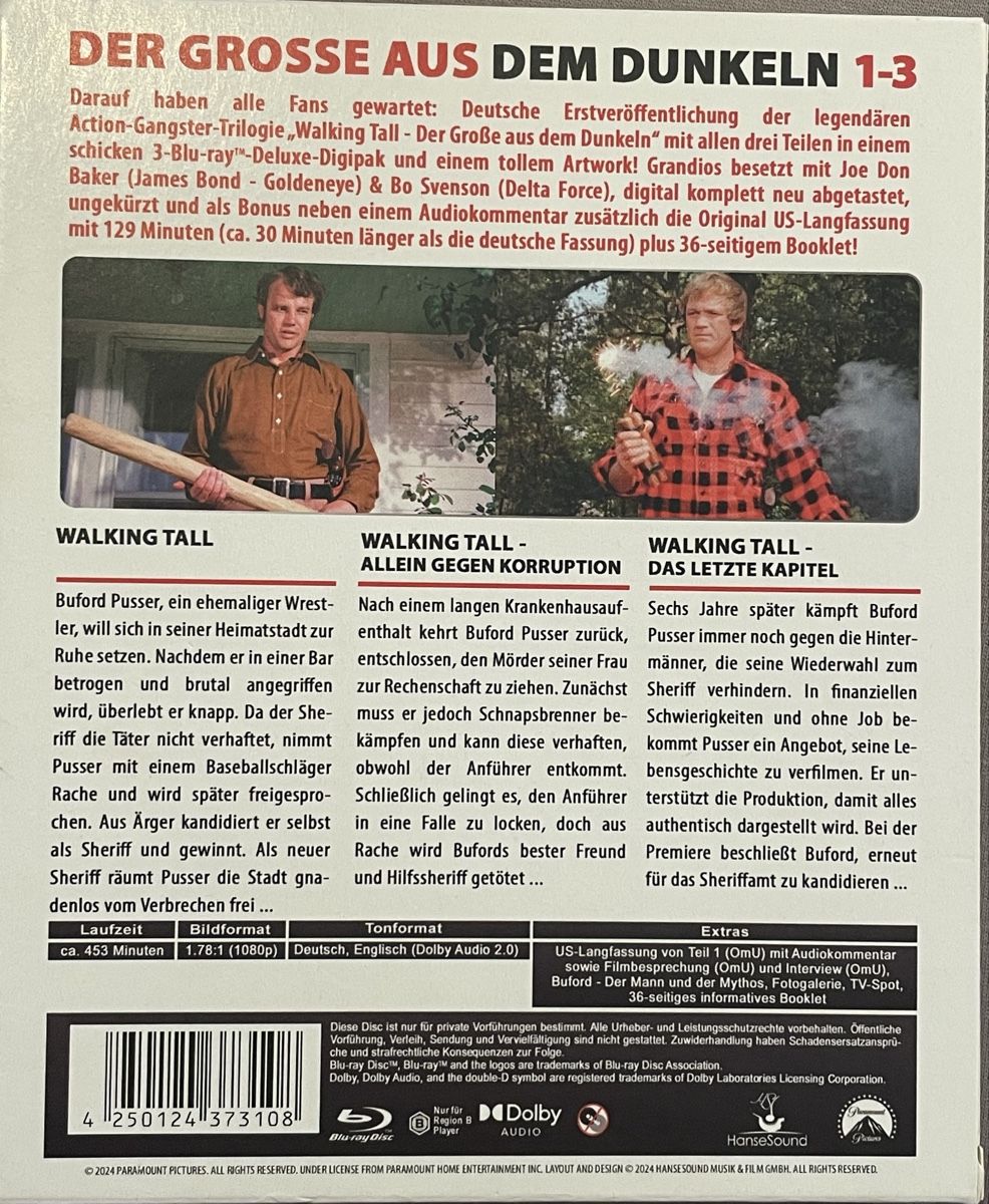 Tutti i DVDs: Walking Tall - Die Trilogie   3-Disc Digibook – Usato da Waldenburg venduto da Gonzo8 1