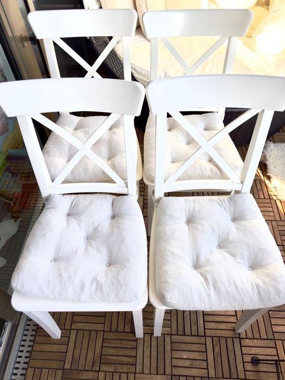 Ikea Holzstühle Weiss 4x Kaufen auf Ricardo