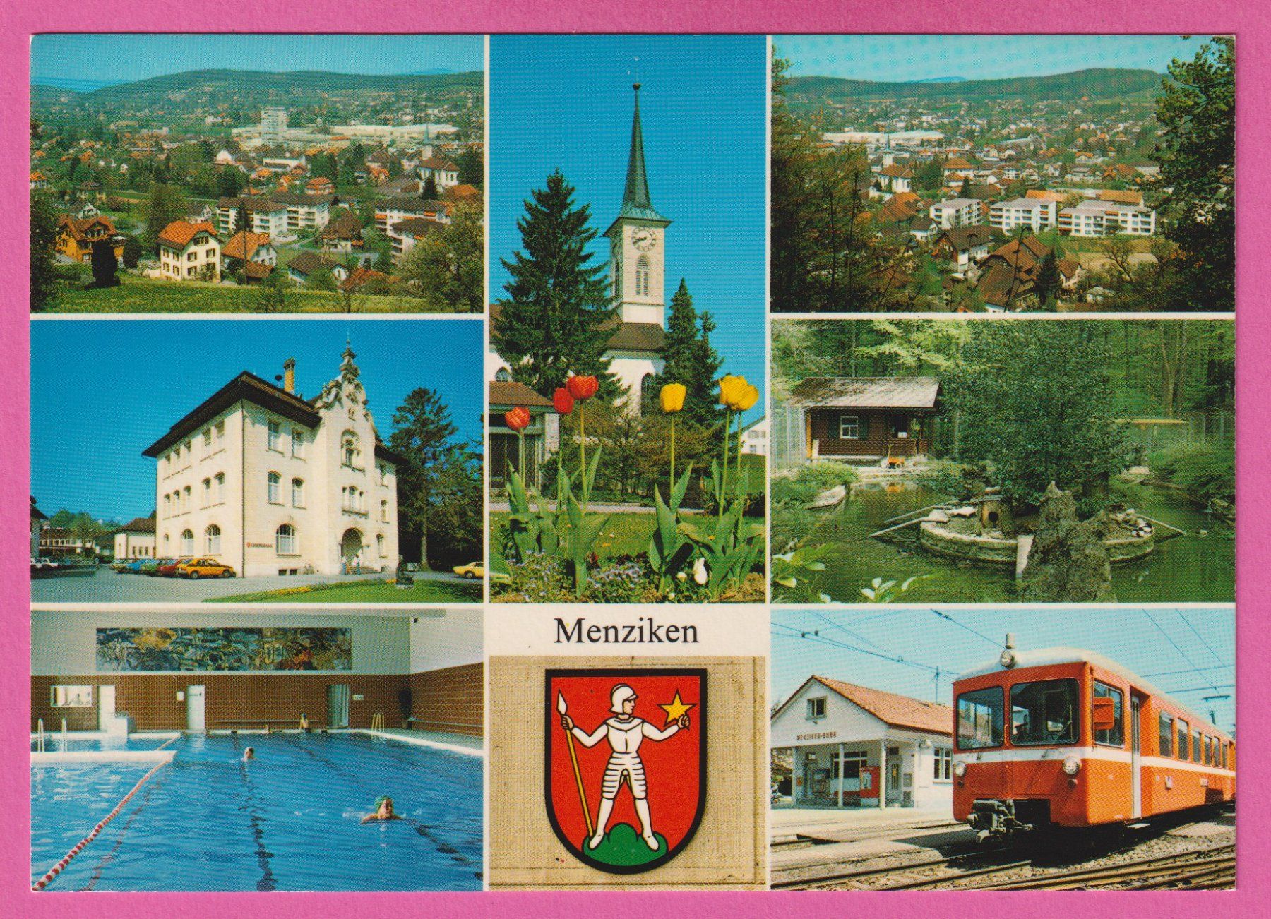 Cartoline postali: Menziken AG 8-Bild Karte – Usato da Einsiedeln venduto da dillie