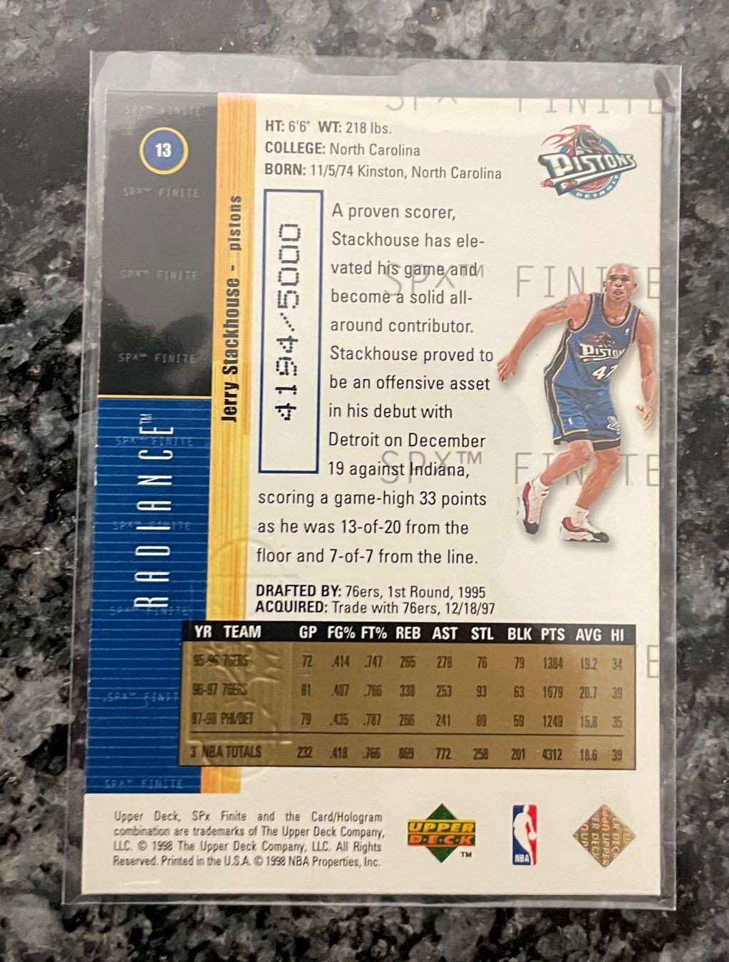 Nba Carte collezionabili: NBA Jerry Stackhouse SPX Finite Radiance Card – Nuovo (secondo la descrizione) da Muttenz venduto da joba23 1