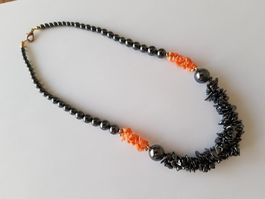 Kette Hämatit Perlen, Koralle, L-46 cm, Gewicht ca. 64,78 gr