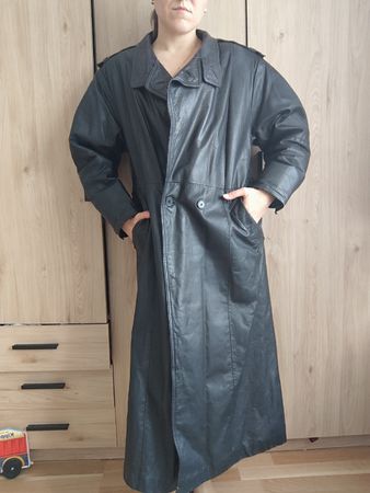 Vintage Black Leather Coat size unknown