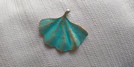 NEU! Nile Anhänger Amulett Ginkgo Blatt Türkis Gold