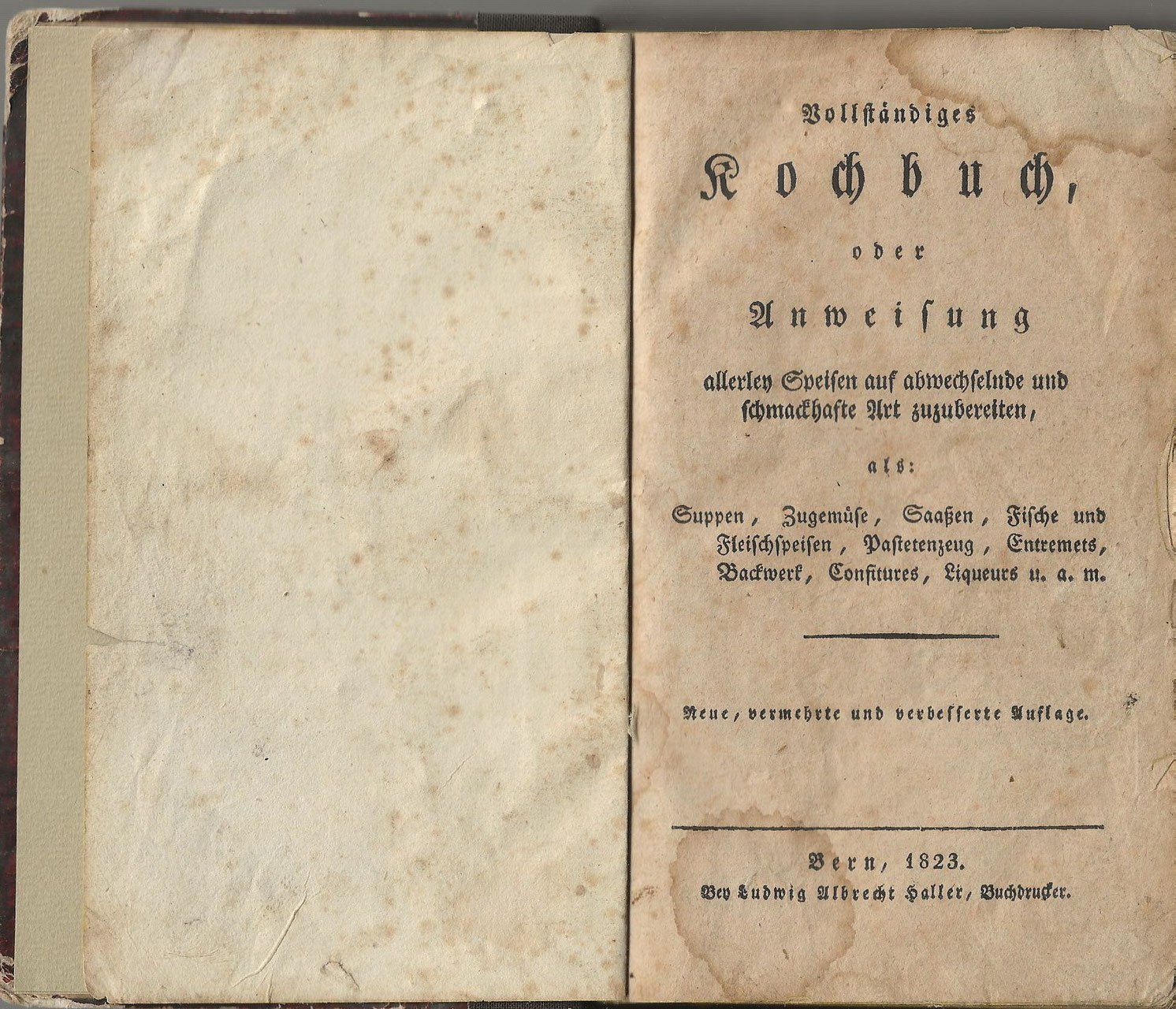 Libri: Berner Kochbuch 1823 rar! – Usato da Bern venduto da Grindelwaldaus