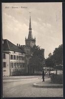 AK Biel, Strassenpartie mit Mann, 1912