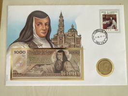 Banknotenbrief mit Münze - Mexico