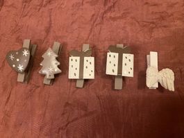 Klammern Dekoration Advent Weihnachten 5 Stück Holzklammern