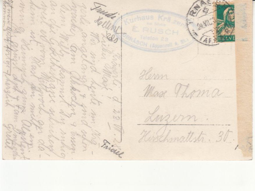 Cartoline postali: Urnäsch Kräzerli 1928 – Usato da Bürglen TG venduto da StampGraf 1