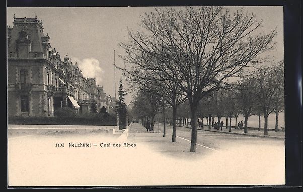 Cartoline postali: AK Neuchatel, Quai des Alpes – Usato da Berlin venduto da bartko-reher
